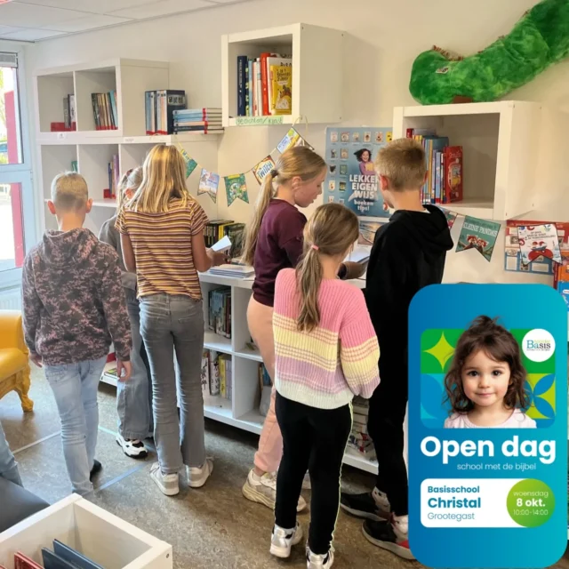 Wij genieten enorm van de kinderboekenweek "Op avontuur". Op avontuur zijn we zeker, met een speurtocht in school, zelf boeken schrijven en illustreren, elke dag een andere leerkracht die voorleest, zelf boeken lezen, boeken cadeau krijgen en nog veel meer. Ook hier vertellen we graag over tijdens de Open Dag. Christal#Schoolmetdebijbel#Grootegast#NoorderBasis#Kinderboekenweek
